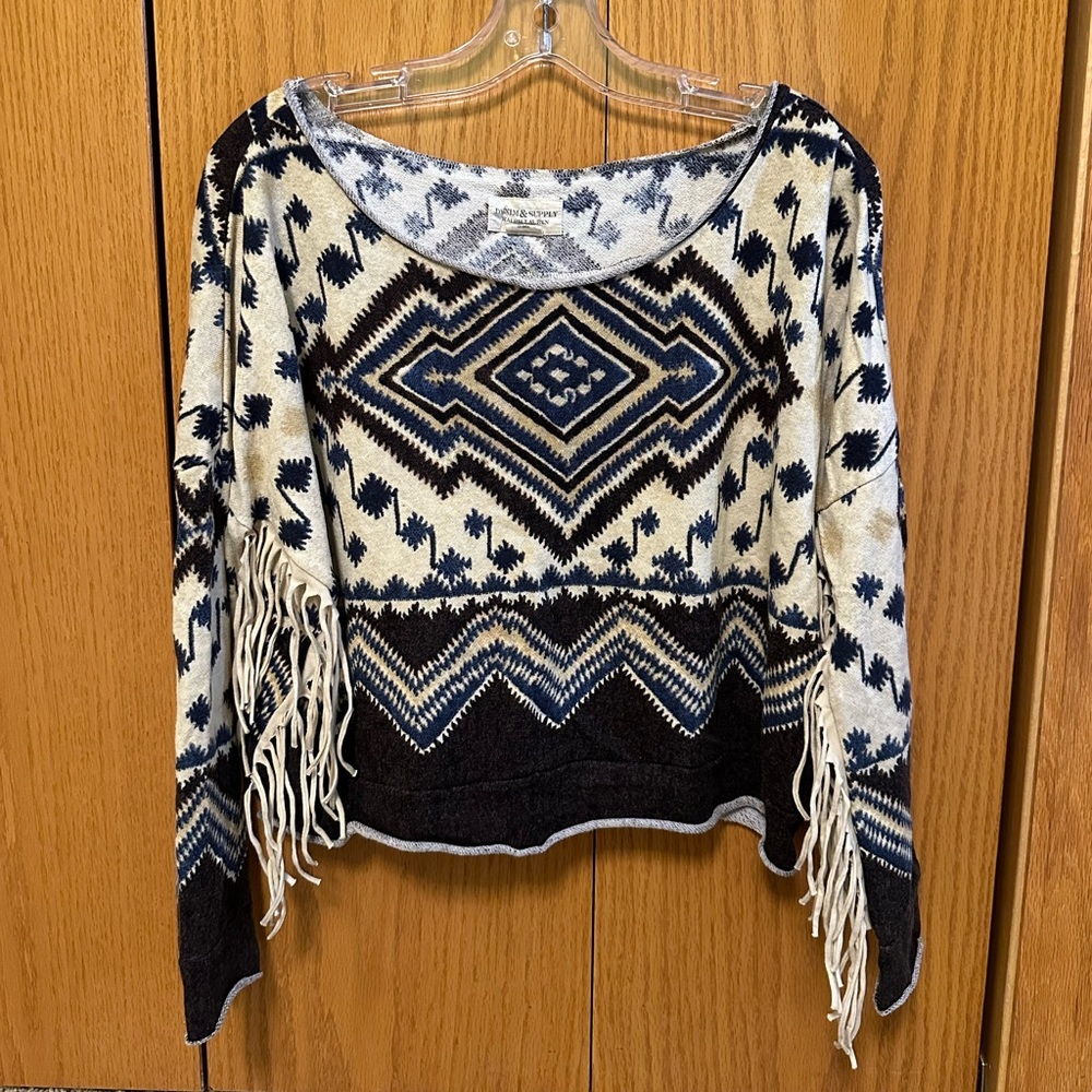 Ralph Lauren fringe sweatshirt top